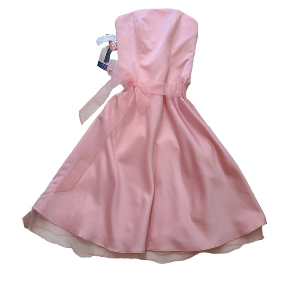 Alfred Angelo Dress Women's Size 4 Pink Strapless Knee Length Party Barbiecore - Picture 1 of 12